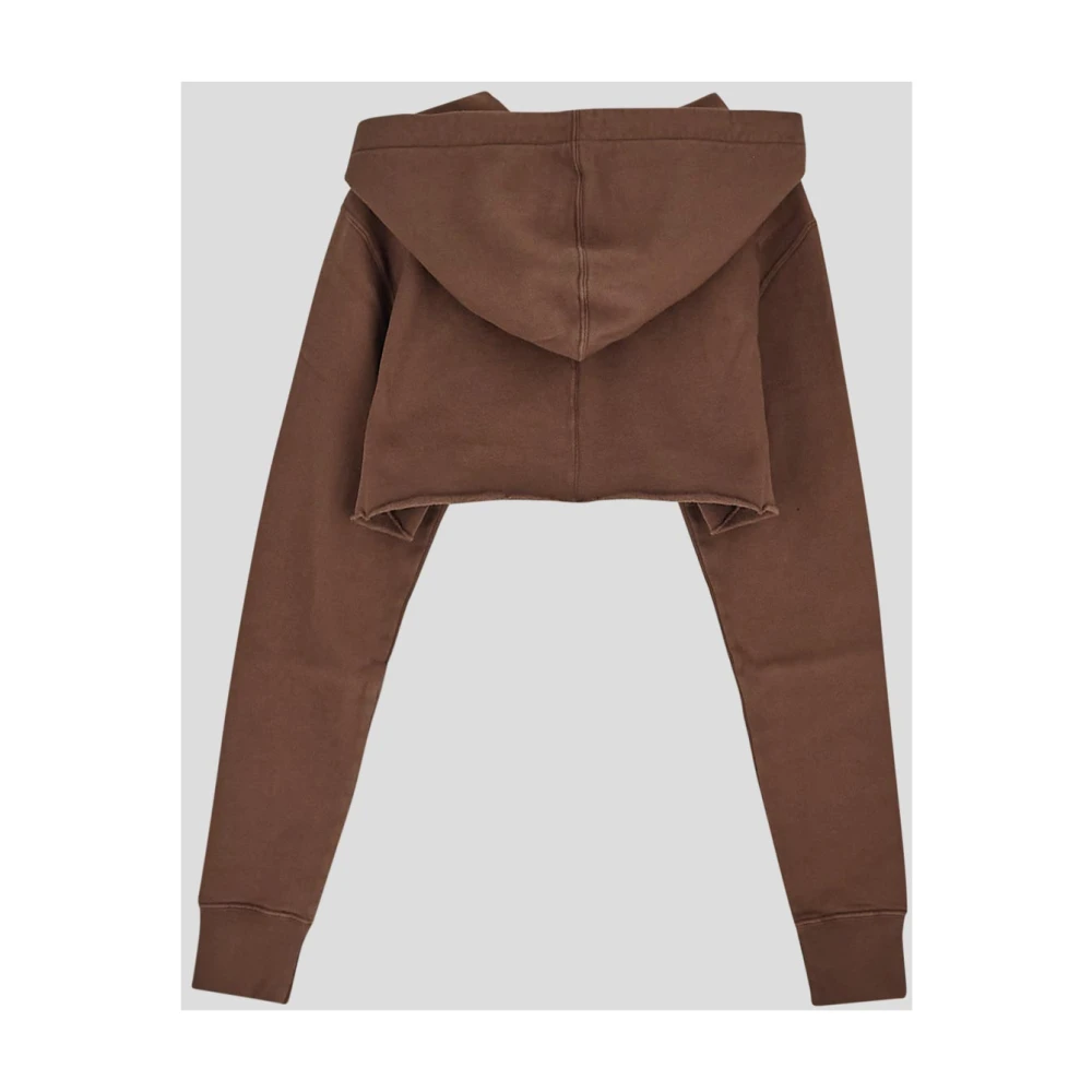 Rick Owens Katoenen Cropped Hoodie Brown Dames
