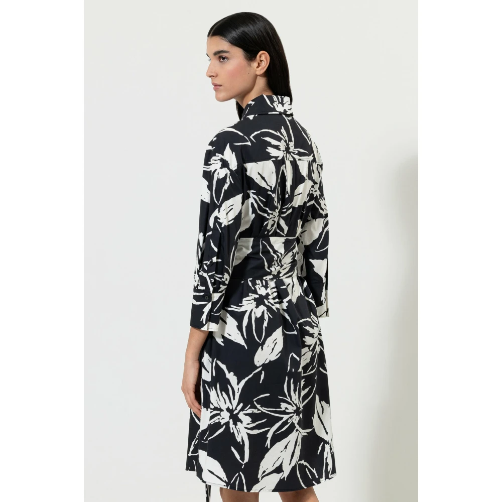 LUISA CERANO Zwart-witte bloemenjurk Multicolor Dames