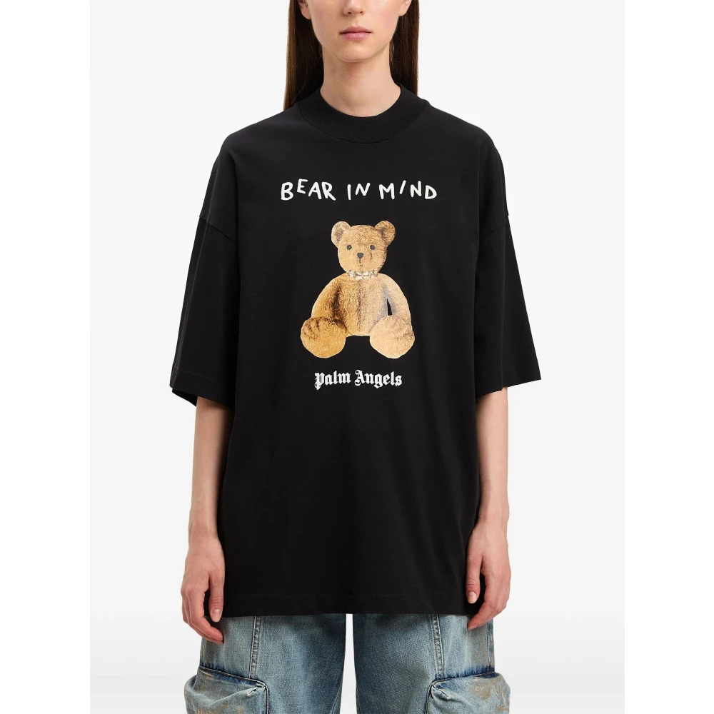 Palm Angels Zwarte Beer Loose Tee Black Dames
