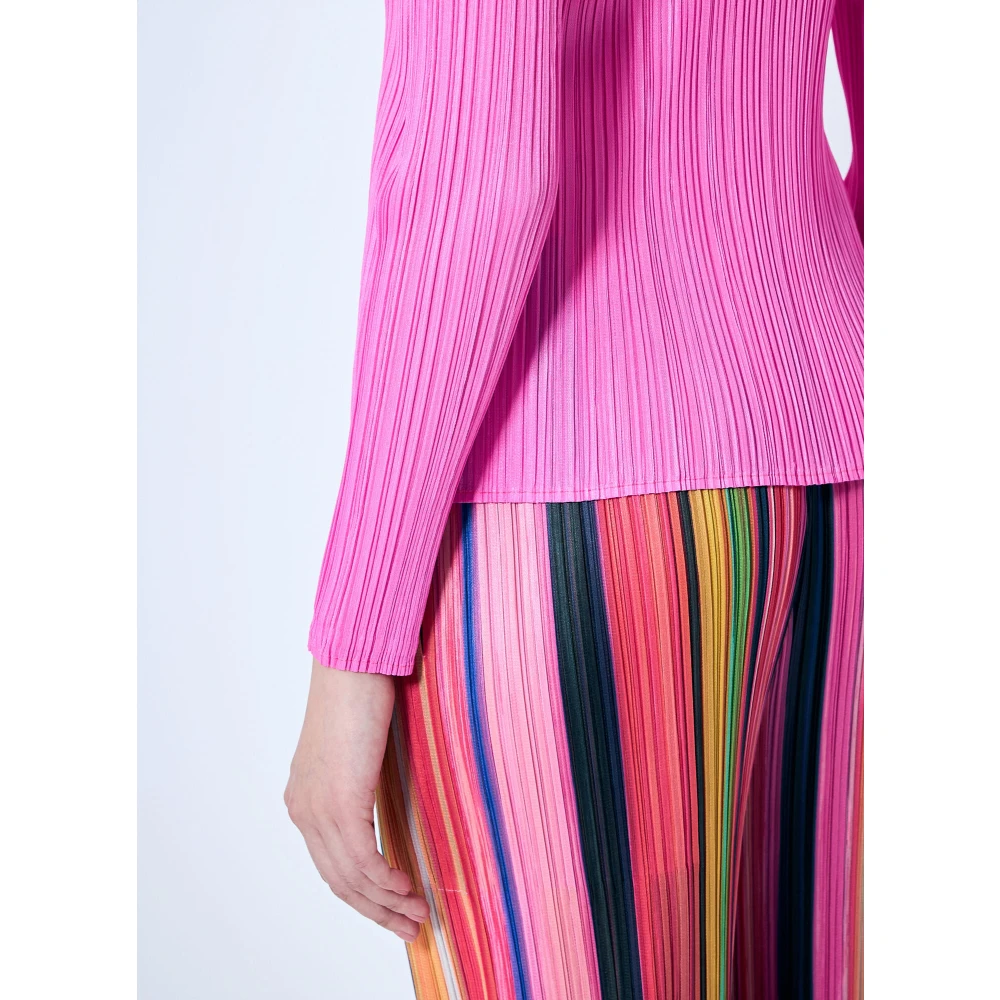 Issey Miyake Geplooide high-neck longsleeve top Pink Dames