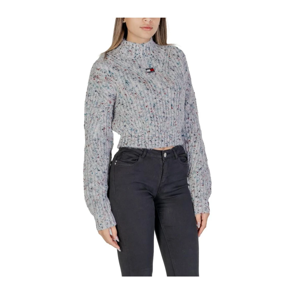 Tommy Jeans Witte Gebreide Wollen Trui Gray Dames
