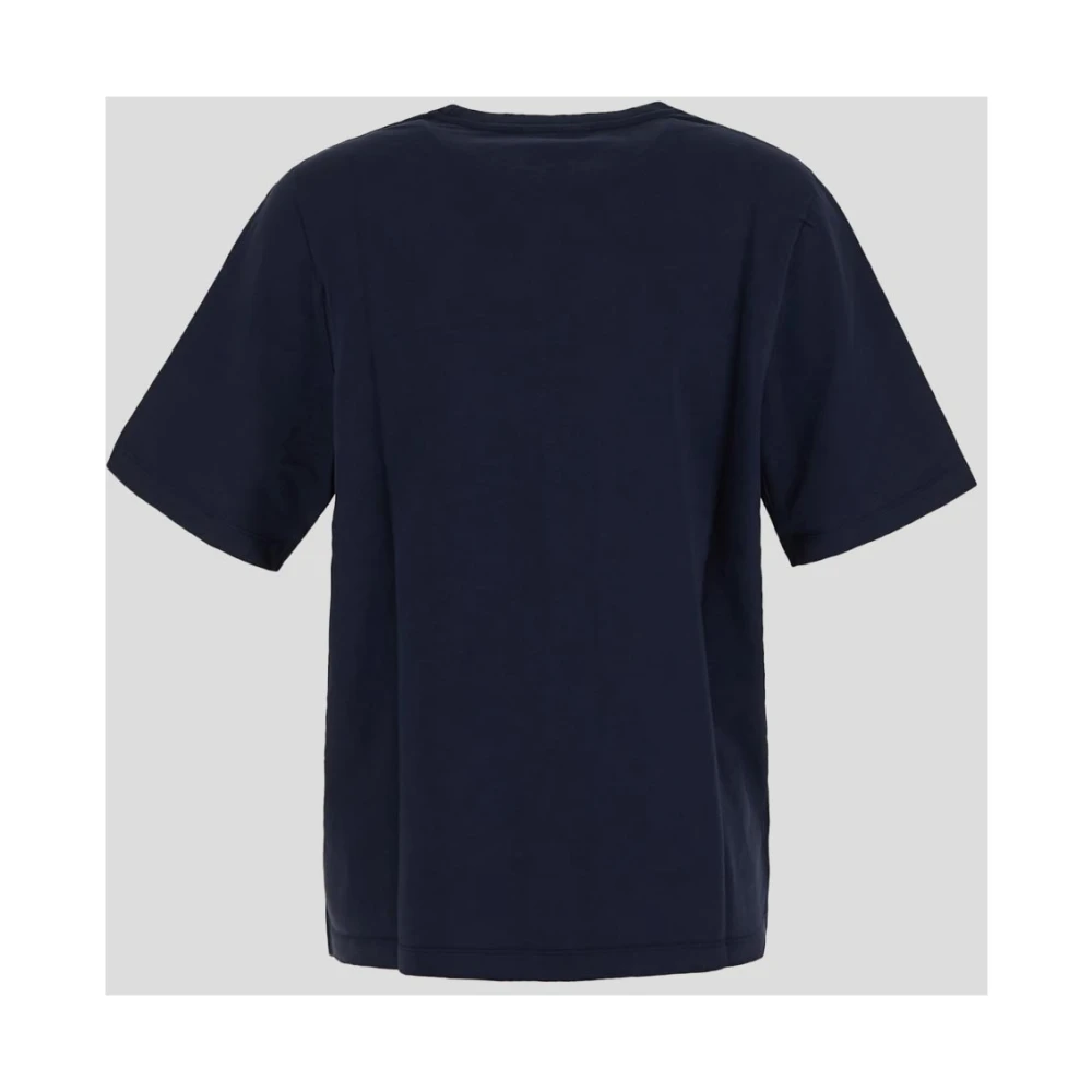 Maison Kitsuné Bloemen Logo Borduur T-Shirt Blue Dames