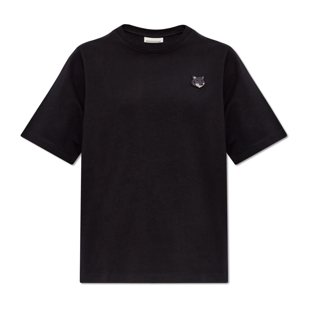 Maison Kitsuné T-shirt met logo Black Dames