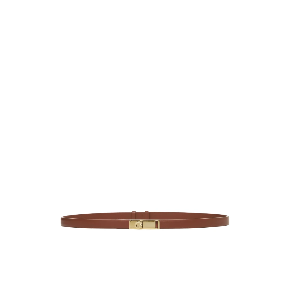 Salvatore Ferragamo Cognac Leren Riem met Gancini Gesp Brown Dames