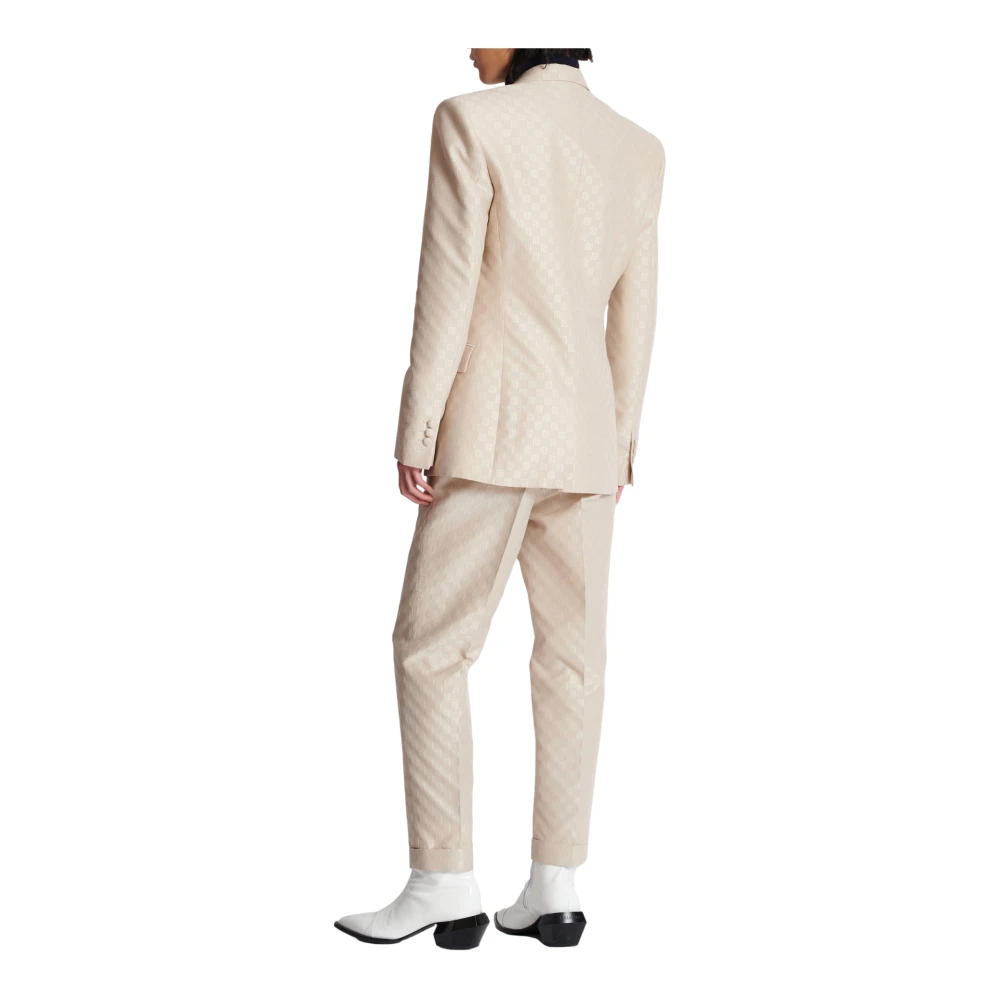 Balmain 1-button jasje in PB Labyrinth jacquard Beige Heren