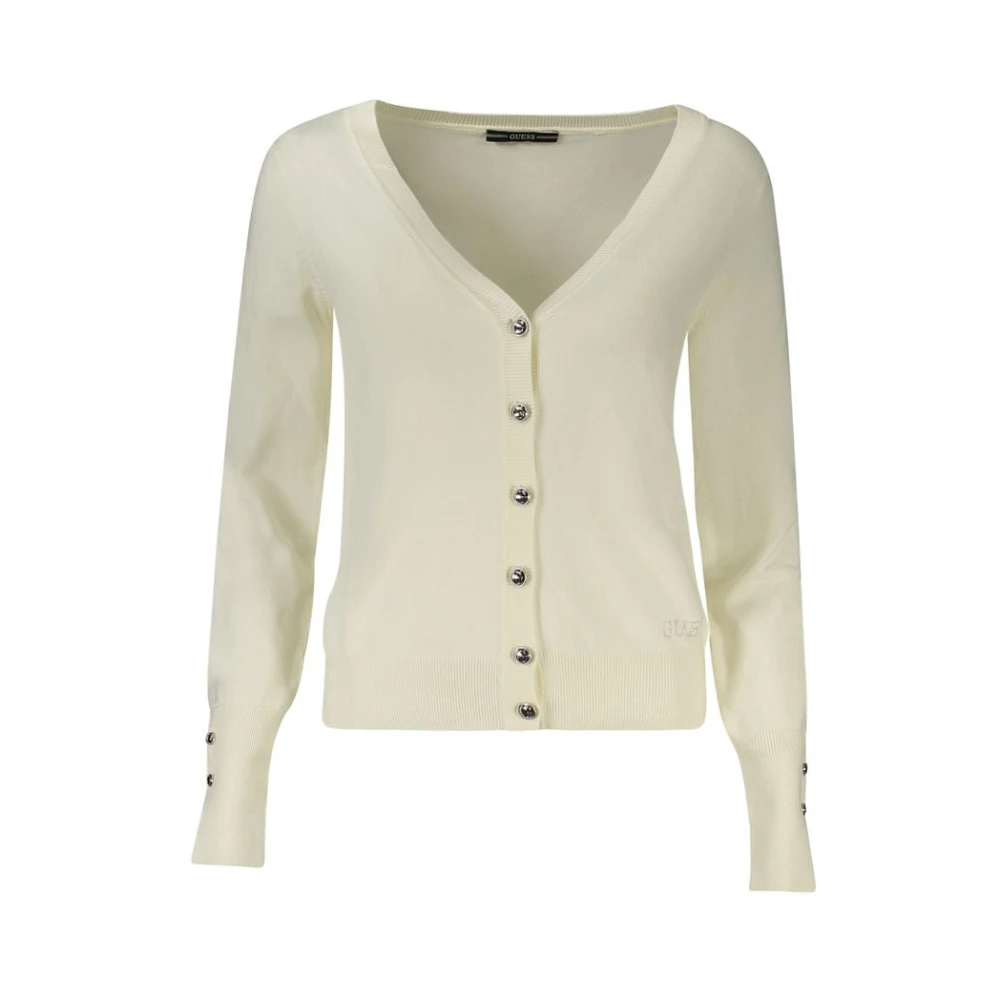 Guess Women's White Viscose Jumper Rhinestone - Cardigans - 2XL - Knitwear