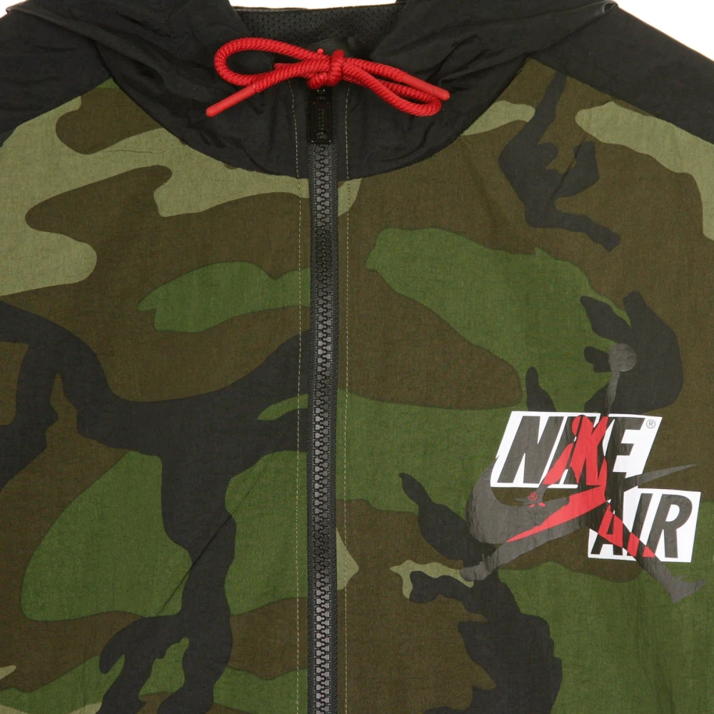 Jordan Klassieke Windbreaker in Olijf Zwart Rood Green Heren
