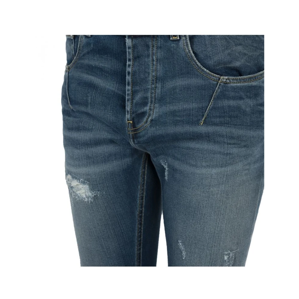Les Hommes Slim Fit Jeans met Tapered Legs Blue Heren