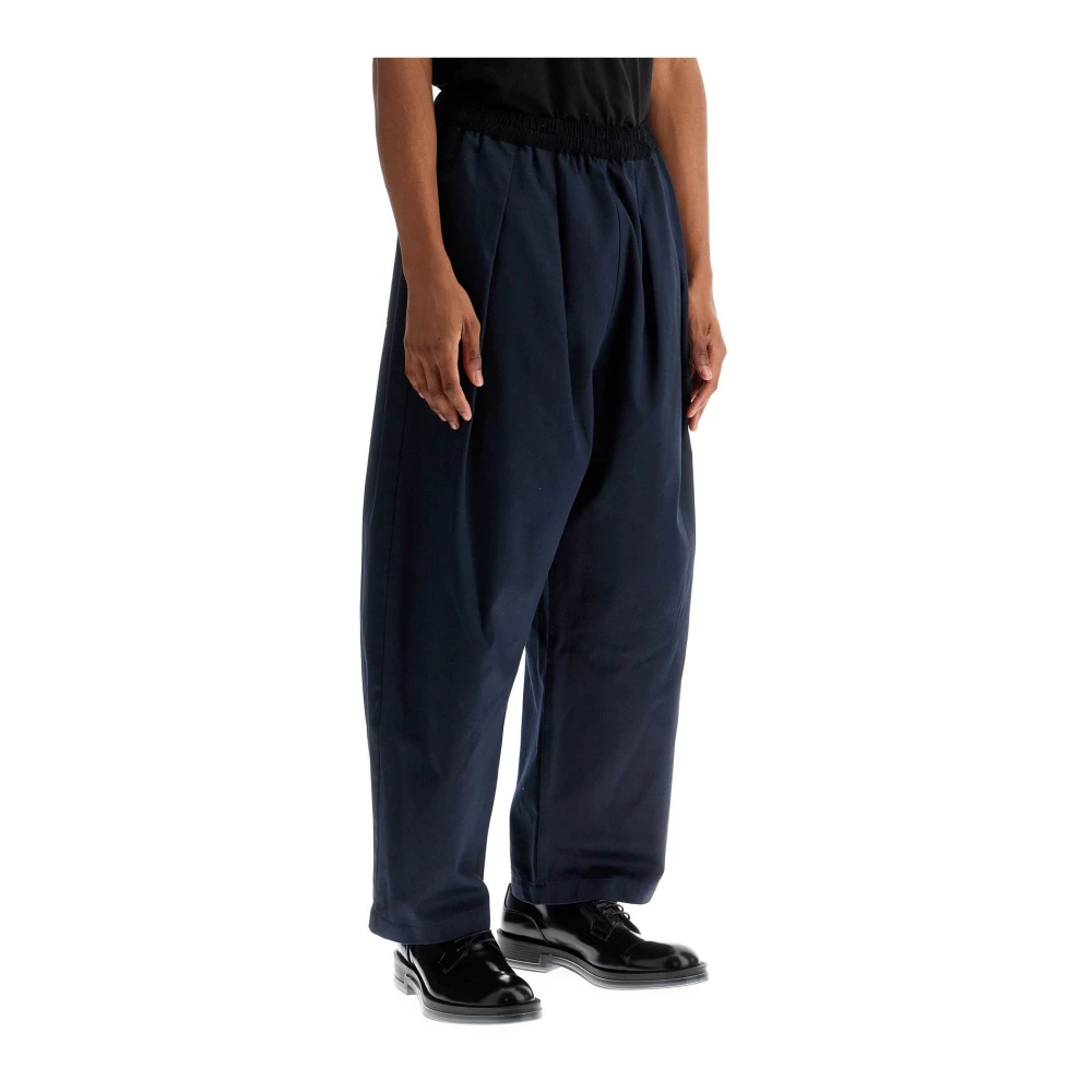 Maison Margiela Wijde Katoenen Broek met Dubbele Plooien Blue Heren