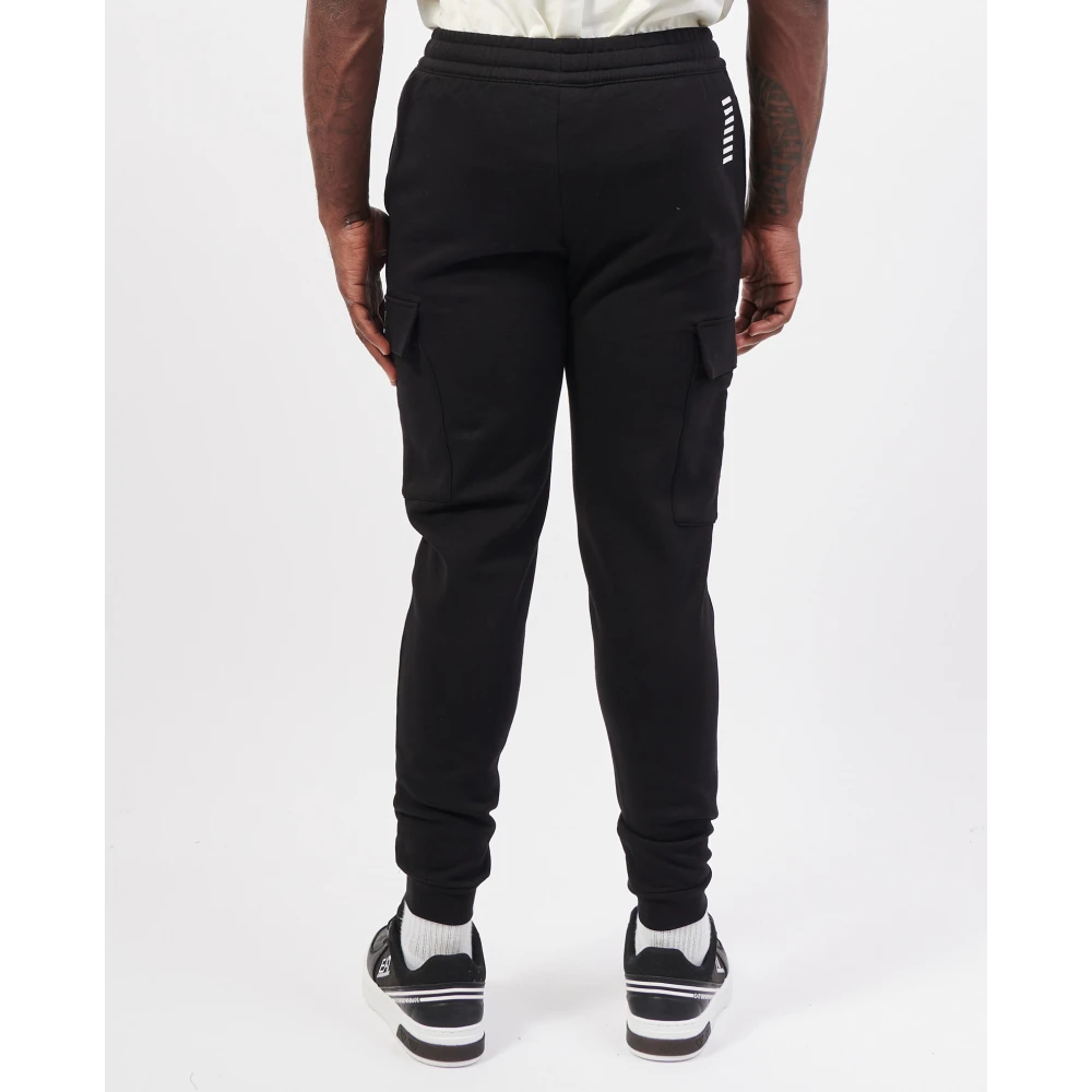 Emporio Armani Zwarte Sweatpants met Zijlogo Zakken Black Heren