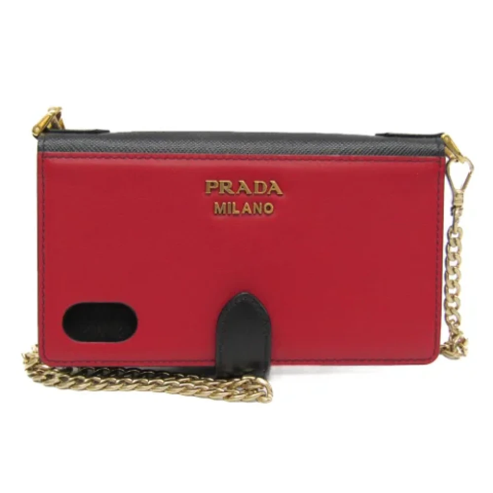 Prada Vintage Pre-owned Leather home-office Red Dames
