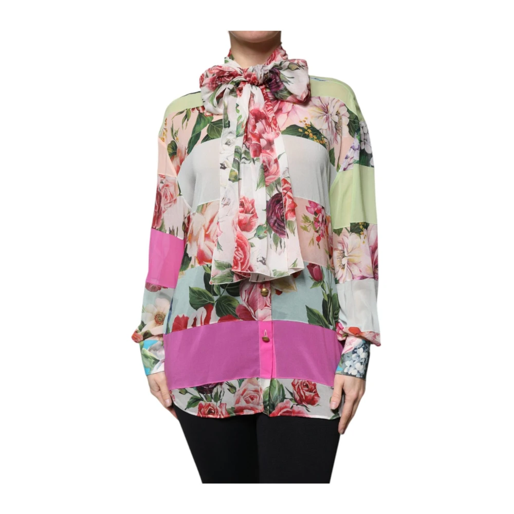 Dolce & Gabbana Women's Floral Silk Ascot Collar Blouse
