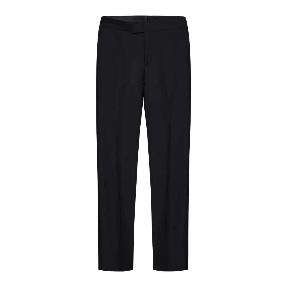 Lardini Zwarte Wollen Broek Taps Toelopende Pijp Black Heren