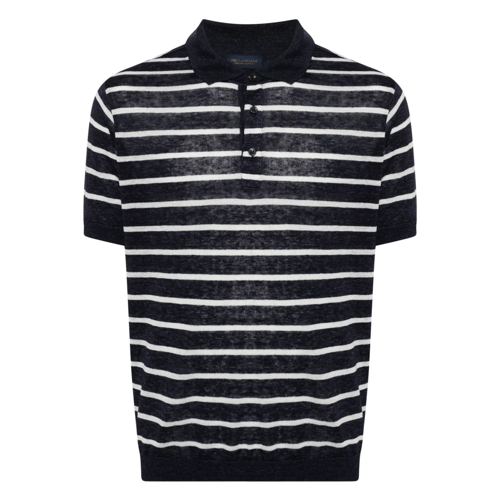 PAUL & SHARK Blauw Linnen Poloshirt Blue Heren