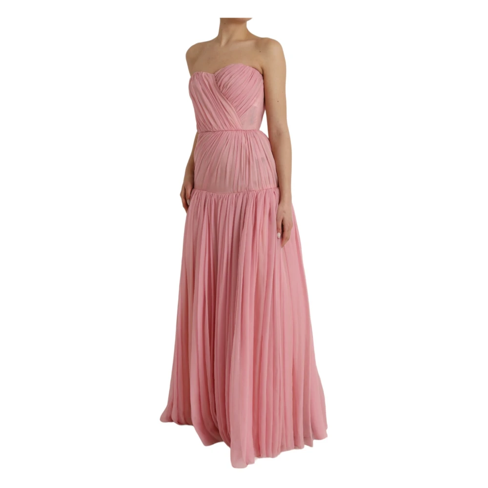 Dolce & Gabbana Roze Zijden A-lijn Jurk Pink Dames