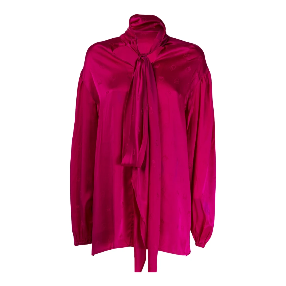 Pinko Paarse zijden blouse met lange mouwen Purple Dames