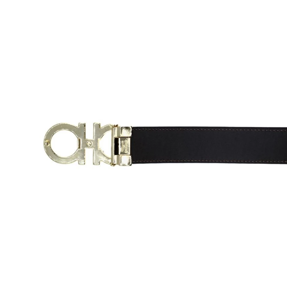 Salvatore Ferragamo Luxe Omkeerbare Leren Riem Black Unisex