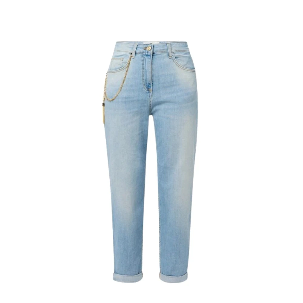 Elisabetta Franchi Blue Cropped Jeans, Female, W28, Cropped Jeans