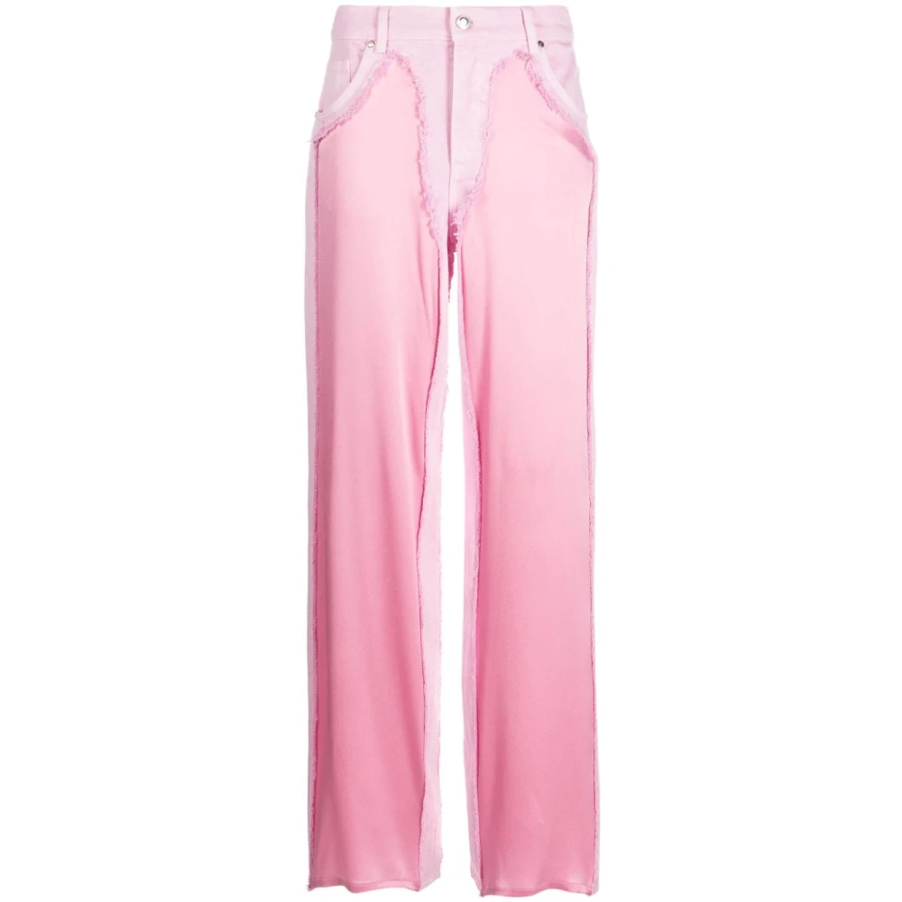 Blumarine Wijde broek met satijnen panelen Pink Dames