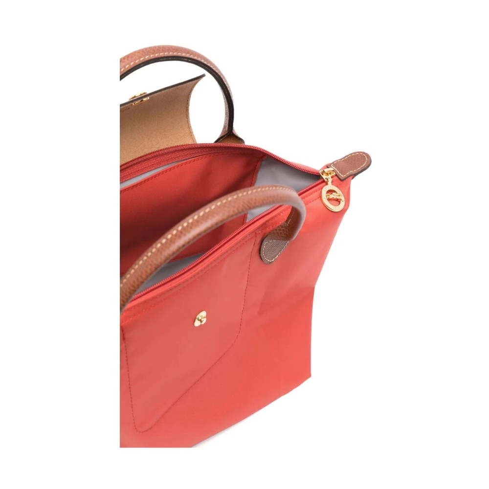 Longchamp Koraalrode Stoffen Leren Handtas Red Dames
