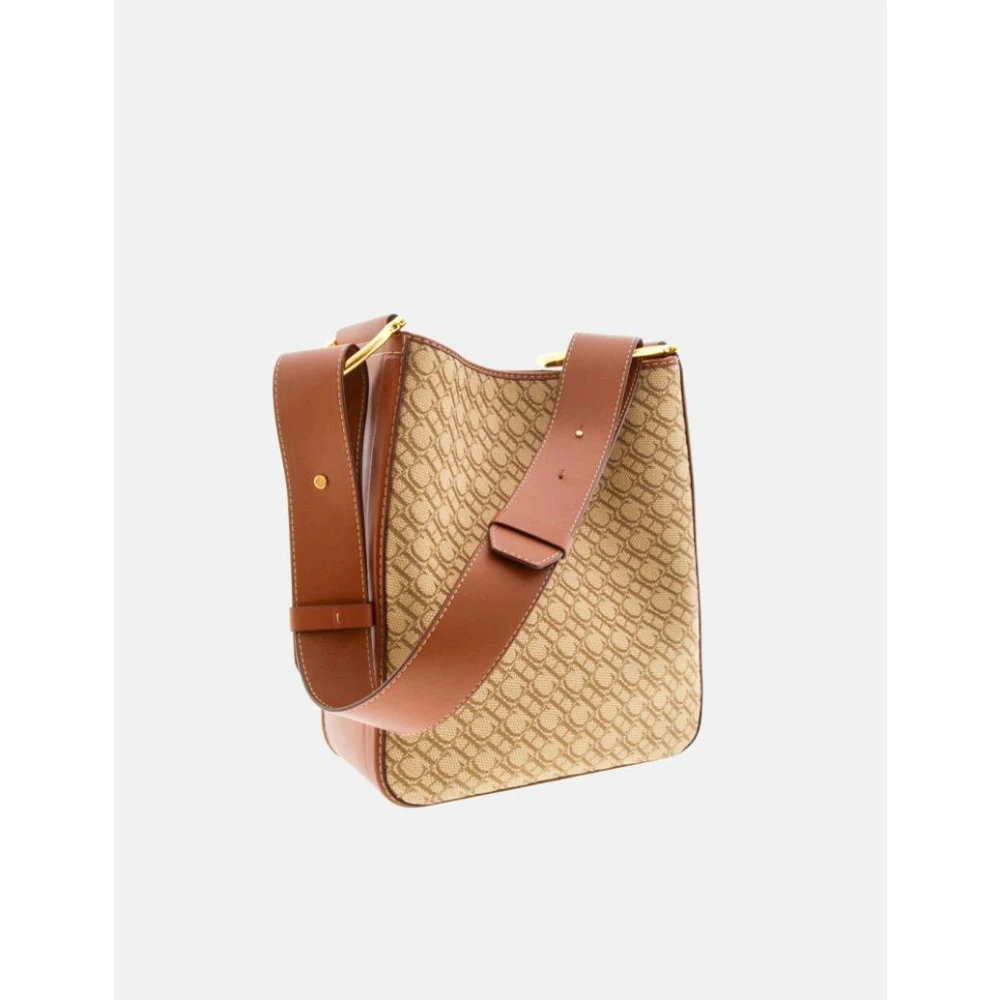 Carolina Herrera Hobo tas van canvas en leer met Insignia zegel Brown Dames