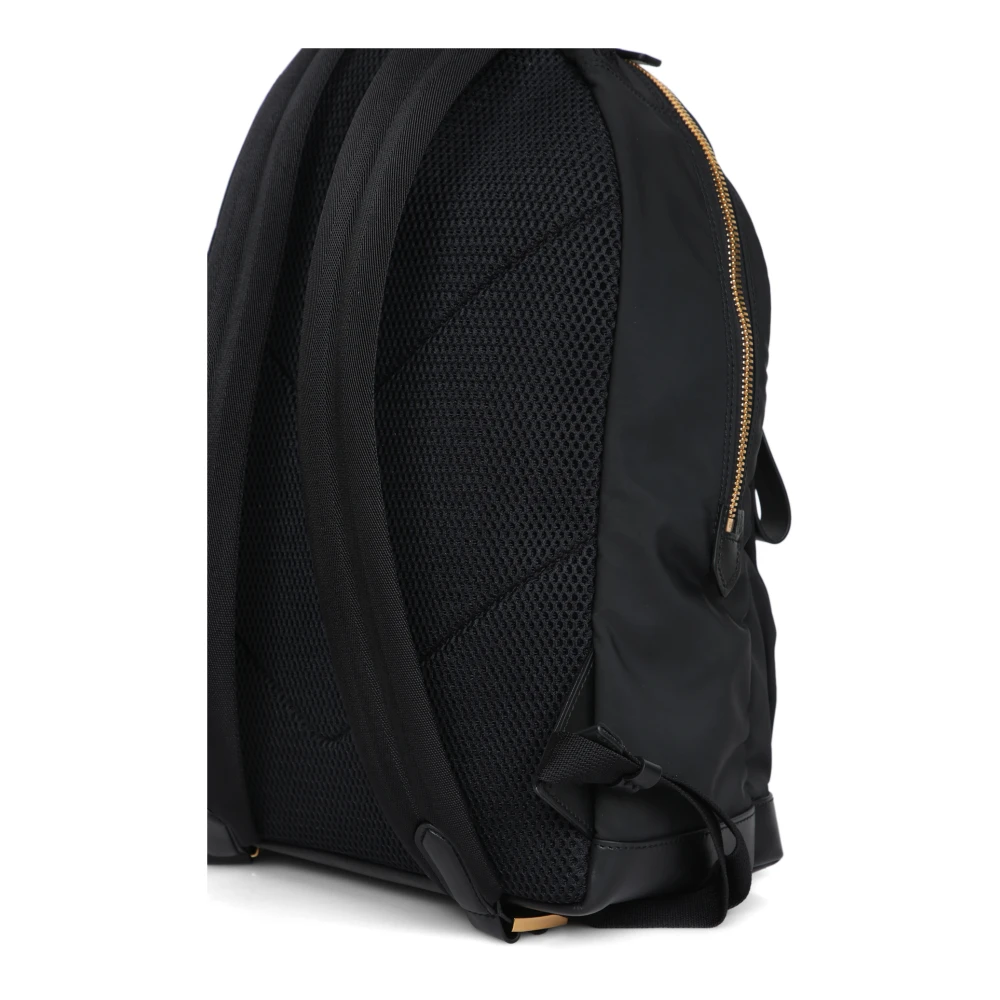 Tom Ford Minimalistische Nylon Rugzak met Gouden Accenten Black Heren
