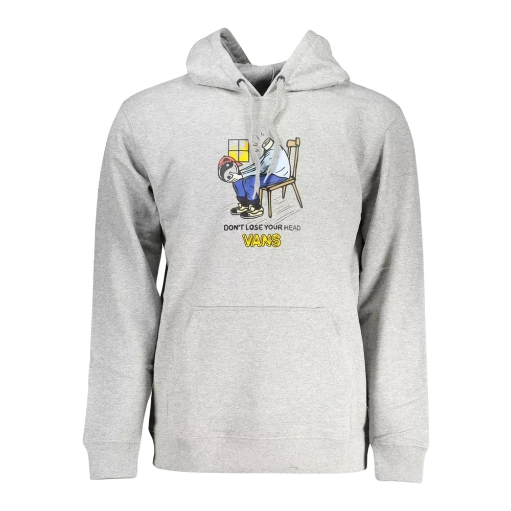 Vans Men's Gray Cotton Hooded Jumper With Logo Print - Hoodies - M- Sweatshirts & Hoodies