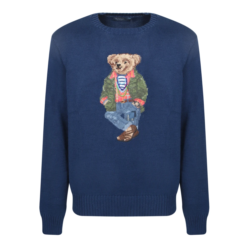 Polo Ralph Lauren Stickad tröja med broderad teddybjörn Blue, Herr