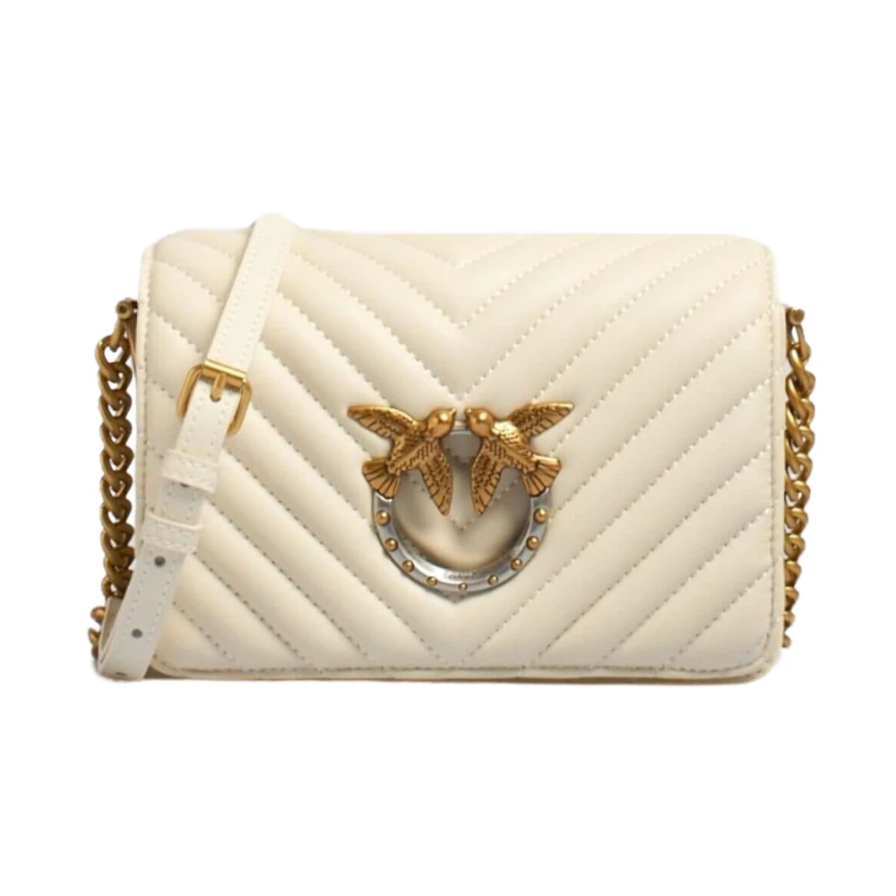 Pinko Witte Chevron Schoudertas Beige Dames