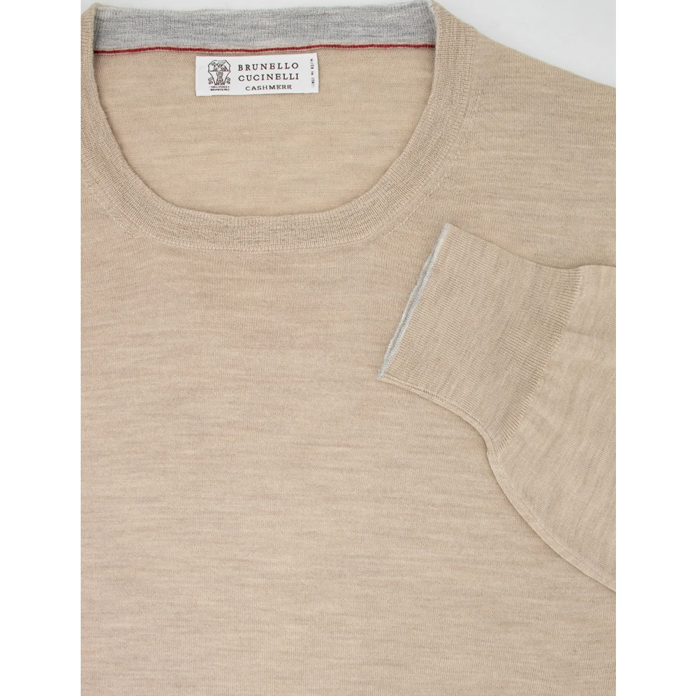 BRUNELLO CUCINELLI Elegant Crew-Neck Sweater Beige Heren