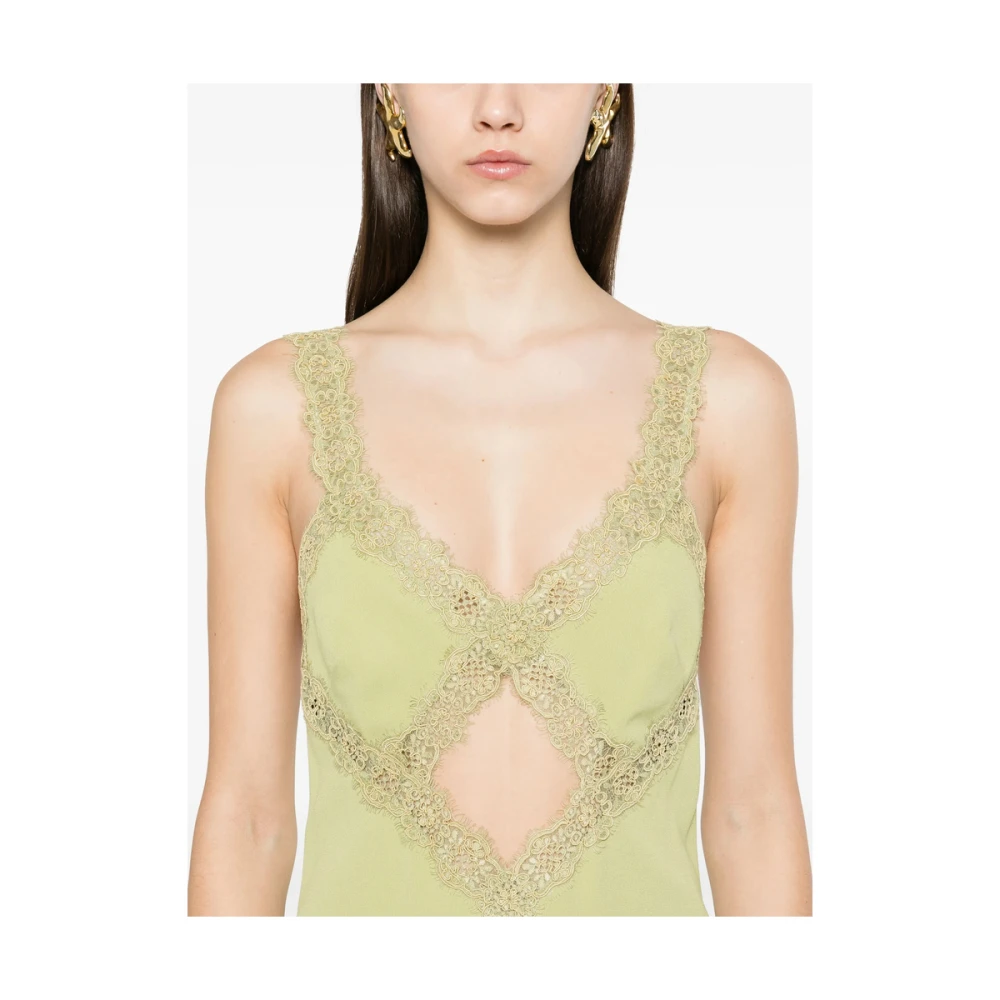 Blumarine Groene Jurk met Uitgesneden Details en Achtersplit Green Dames