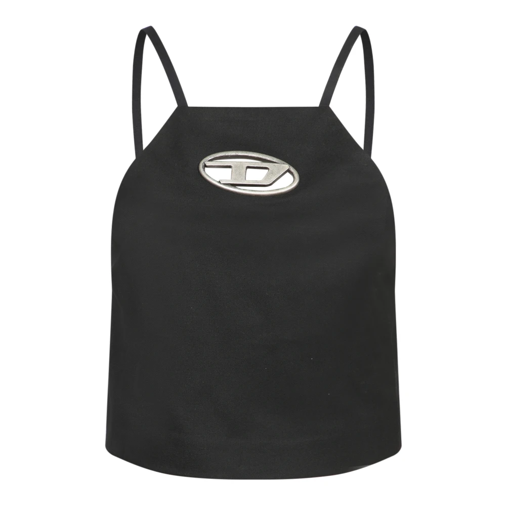 Diesel Zwart Mouwloze Top met Open Rug Black Dames