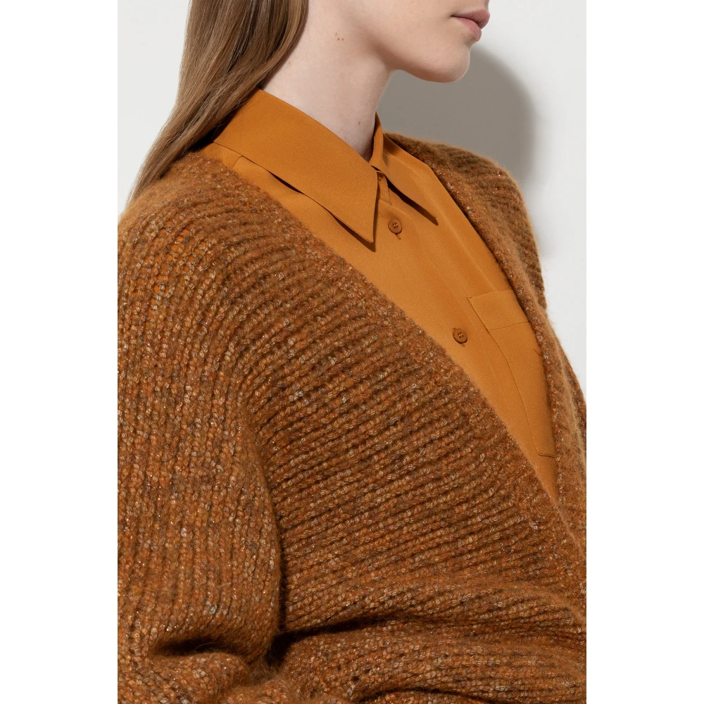 LUISA CERANO Tweed Cardigan in Parallelo-Optik kurkuma Orange Dames
