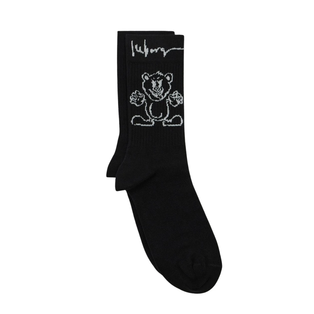 Iceberg Katoenen sok met beerlogo en grafische elementen Black Heren