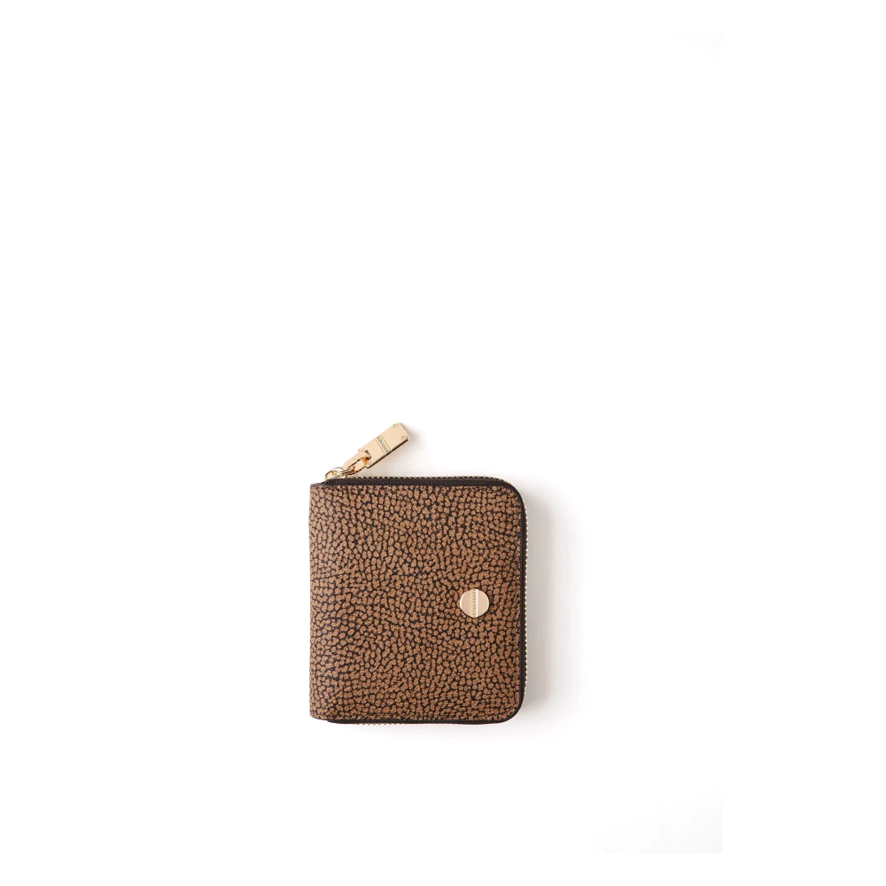 Borbonese Compacte ritssluiting portemonnee met RFID-bescherming Brown Dames