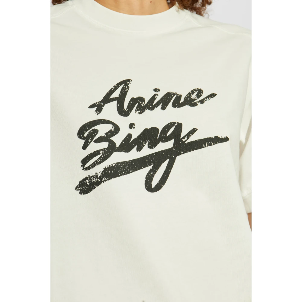 Anine Bing Geprint T-shirt White Dames