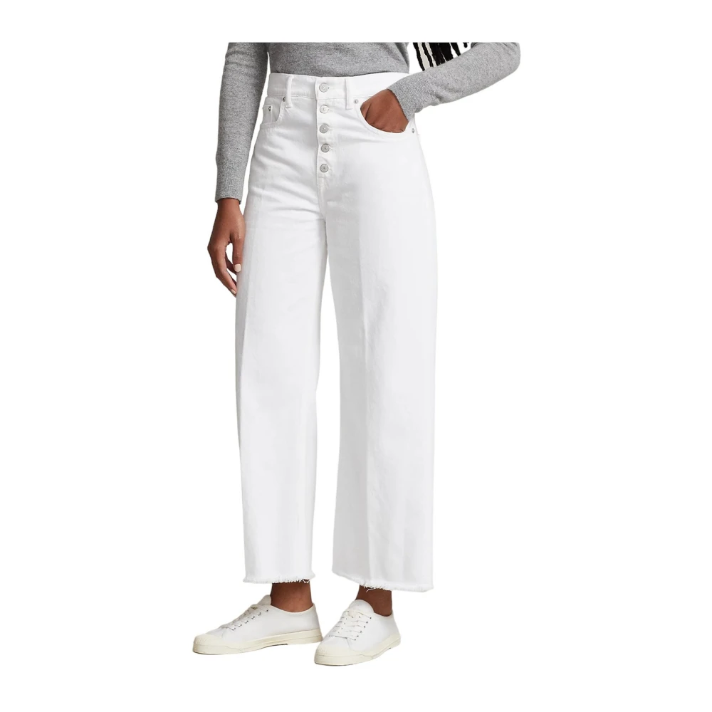 Polo Ralph Lauren Wijde Crop Nieves Wash Shirt White Dames