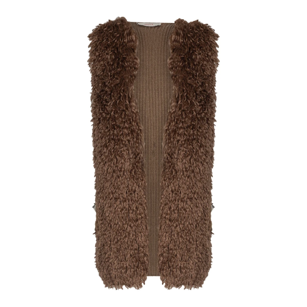 Jucca Eco-bont en wollen vest Brown Dames