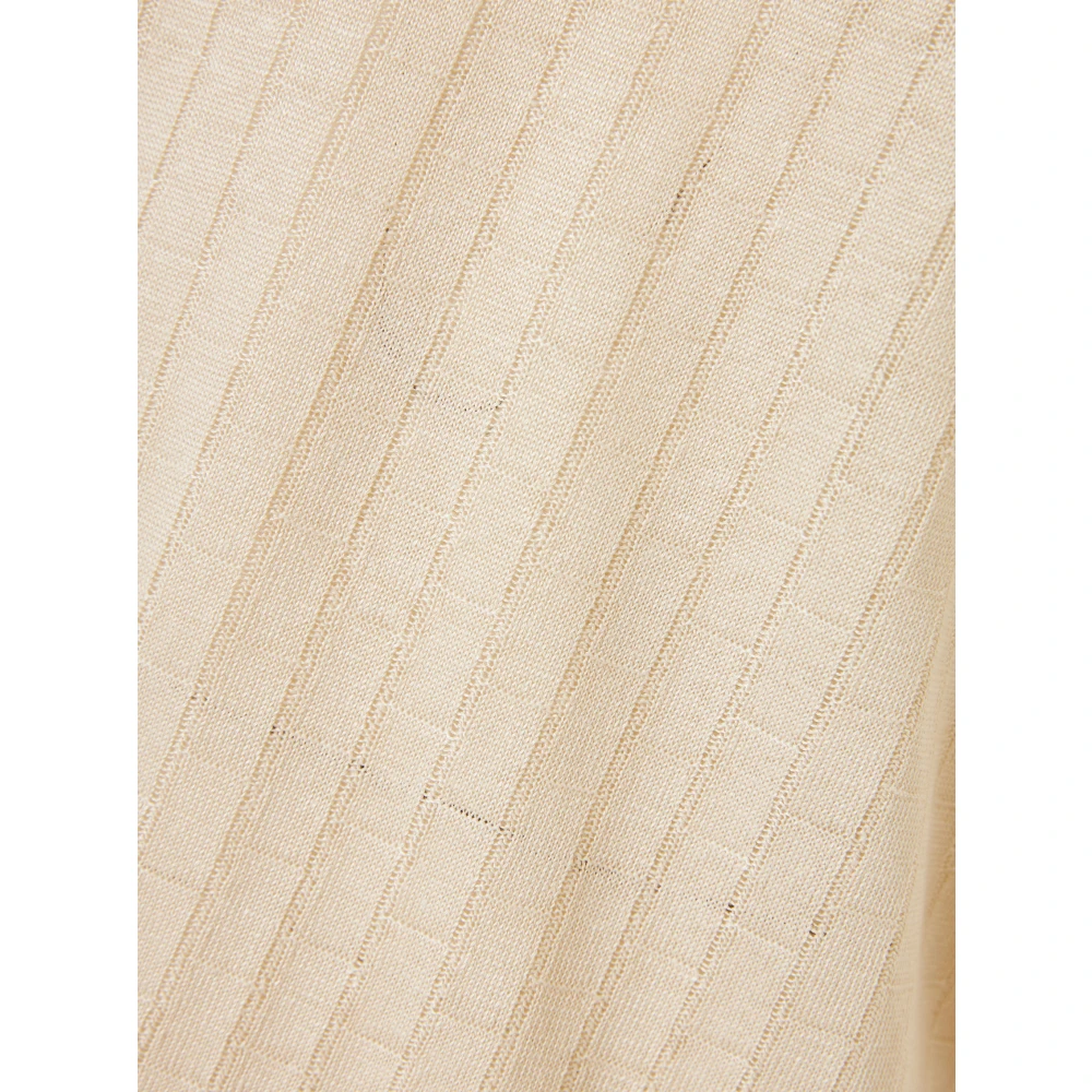 Corneliani Geribbelde Linnen Poloshirt Beige Heren