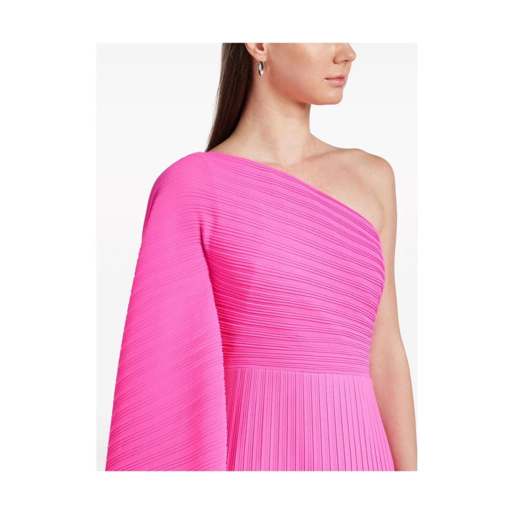 Solace London Fuchsia Roze Geribbeld Gebreide One-Shoulder Jurk Pink Dames