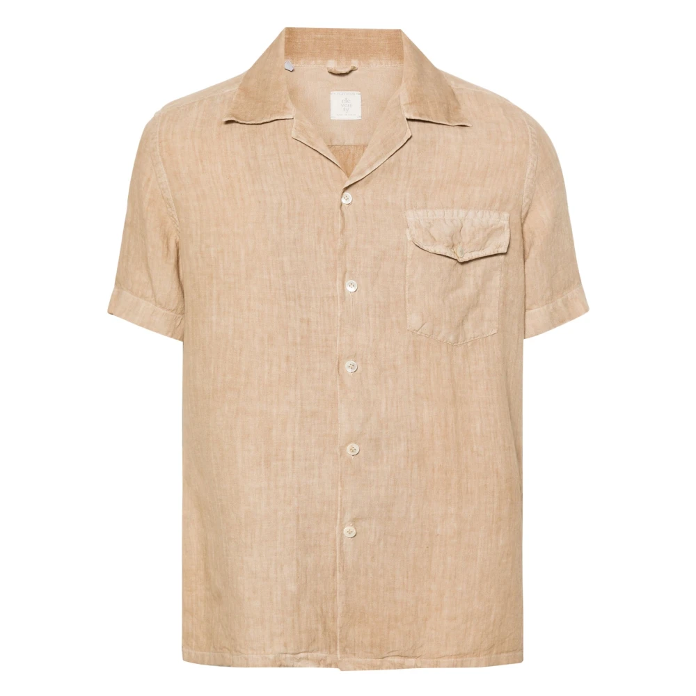 Eleventy Men's Beige Casual Linen Short Sleeve Shirt - Short Sleeve Shirts - Xl - Shirts