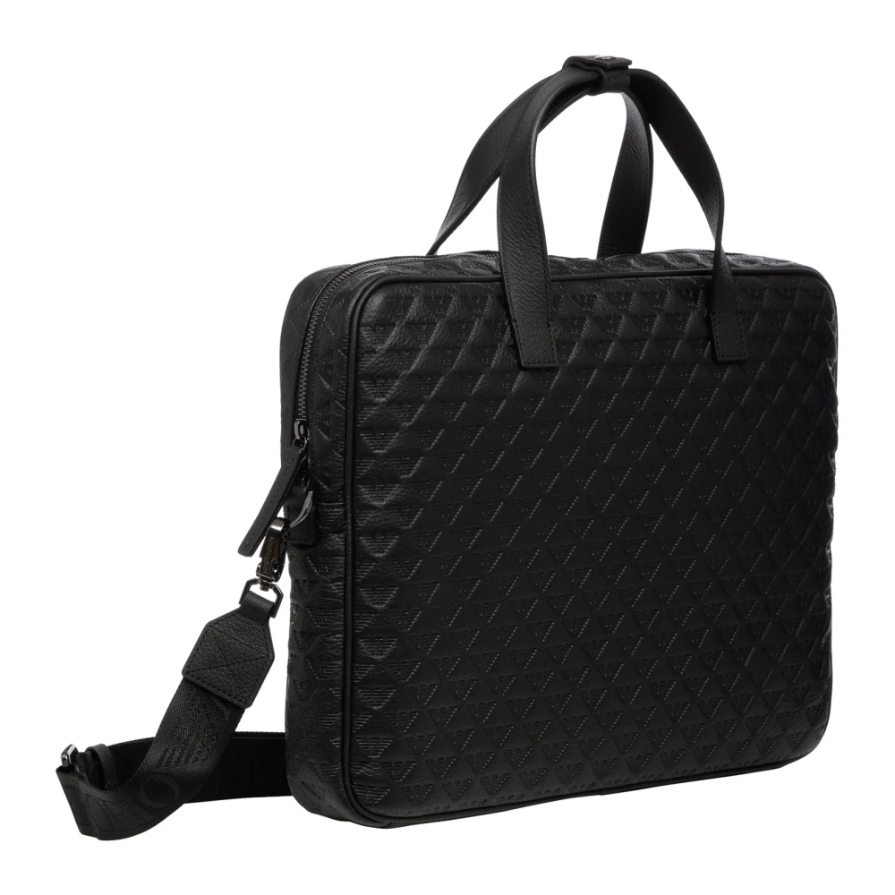 Emporio Armani Logo Aktetas met Verstelbare Band Black Heren