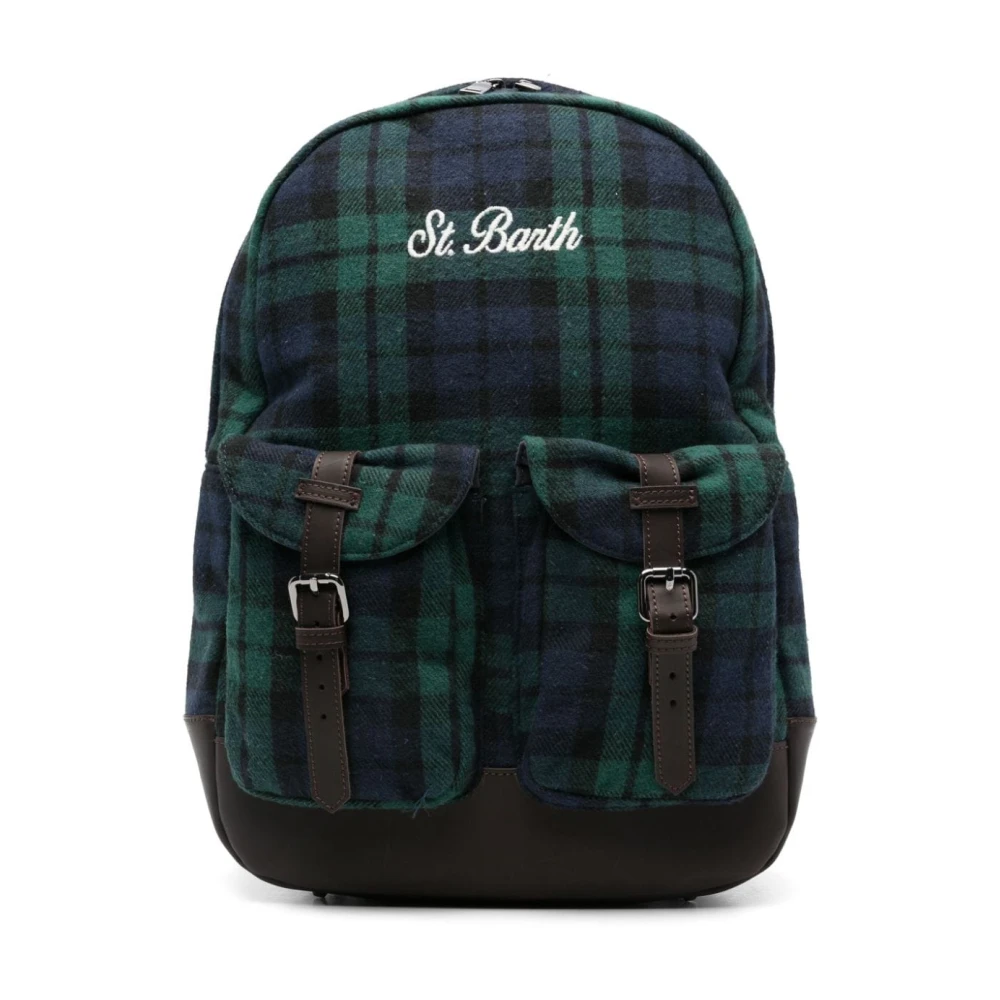 MC2 Saint Barth Tartan Print Eco-Leren Rugzak Groen Green Heren