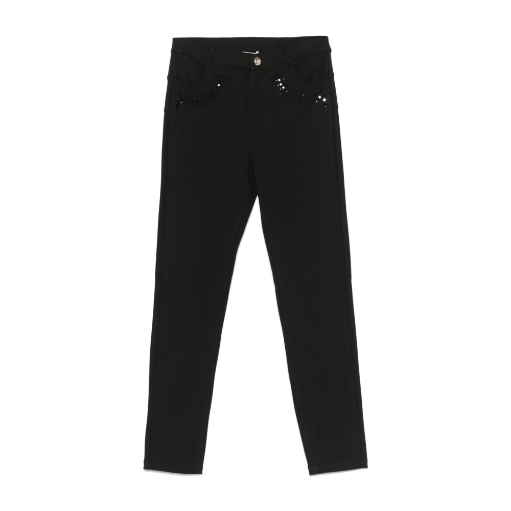 Liu Jo Zwarte broek met drukknoop en zakken Black Dames