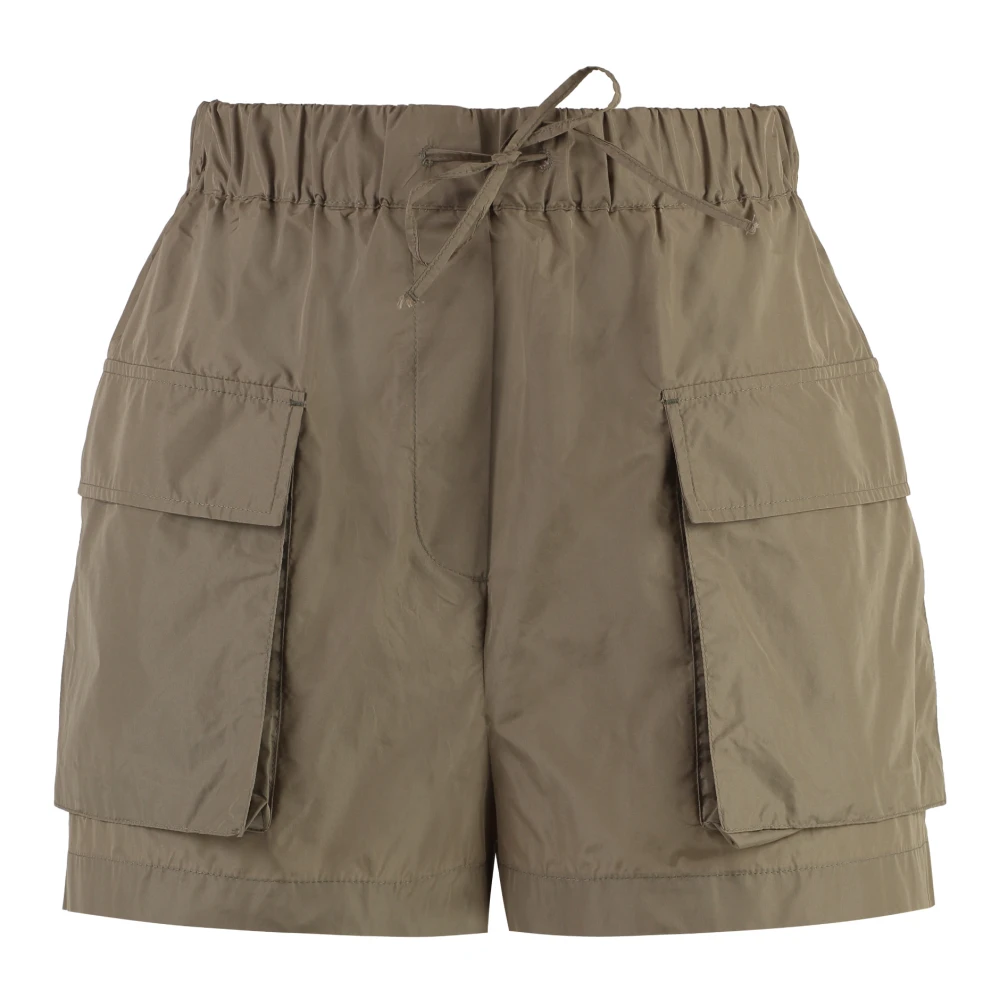 Msgm Elastische Taille Stof Shorts met Zakken Green Dames