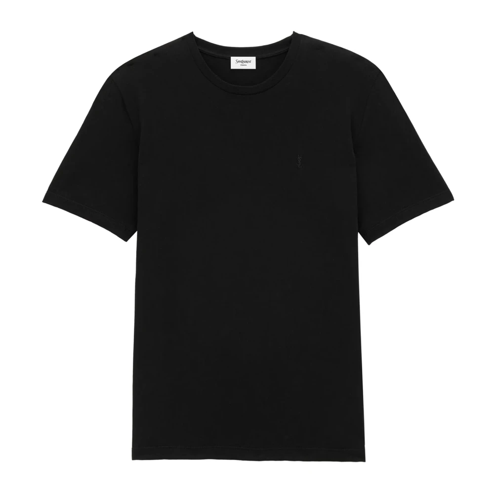 Saint Laurent Men's Black T-Shirts And Polos With Cassandre Logo