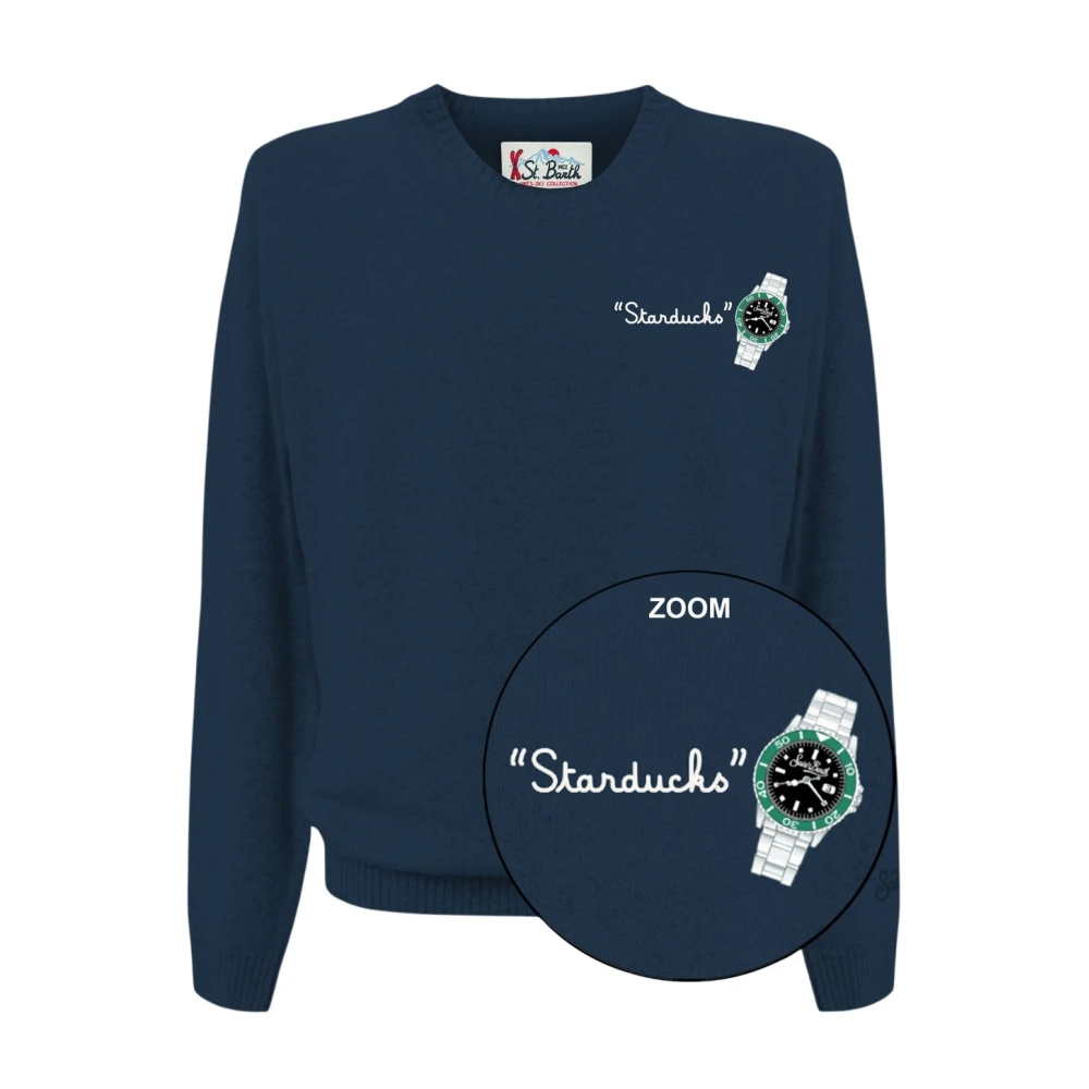 Mc2 Saint Barth Men's Blue Round-Neck Knitwear, 2XL, Maglione Girocollo Heron Light