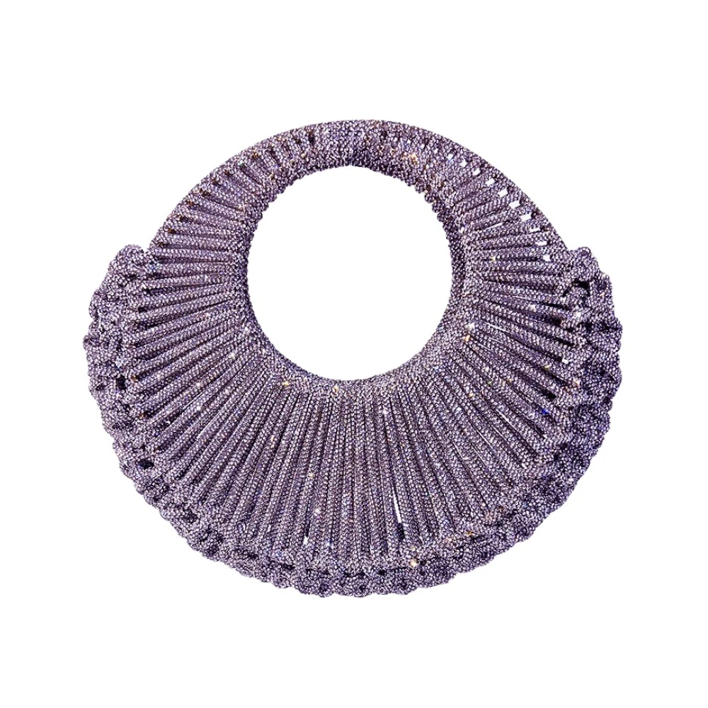 Hibourama Ronde Kristallen Clutch Tas Purple Dames
