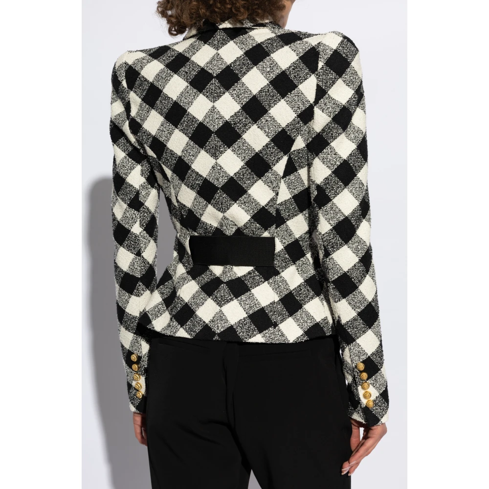 Balmain Blazer met ruitpatroon Black Dames