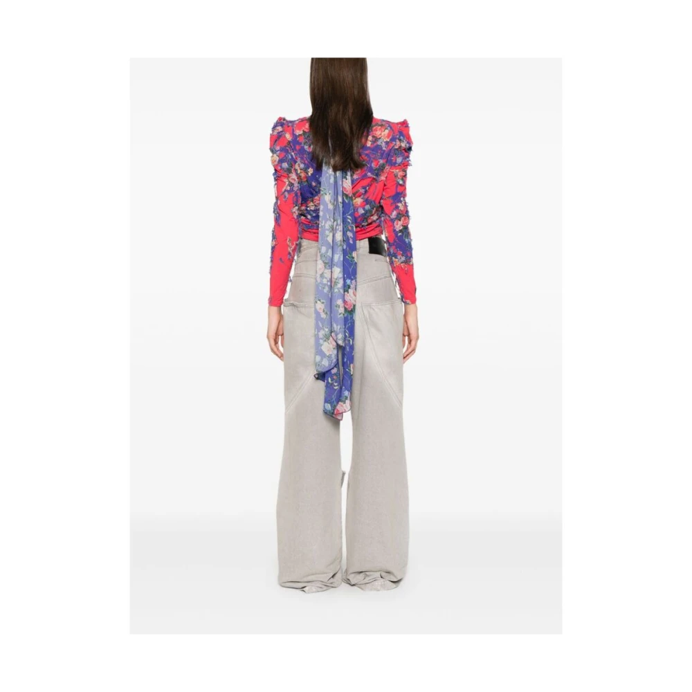 Diesel Bloemenprint Asymmetrische Cowl Neck Blouse Multicolor Dames